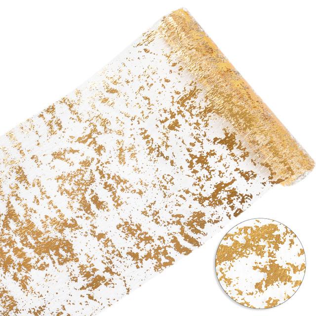Metallic Gold Table Runner Sequin Glitter Thin Mesh Roll Tablecloth For Wedding Event Birthday Party Decoration Christmas Table