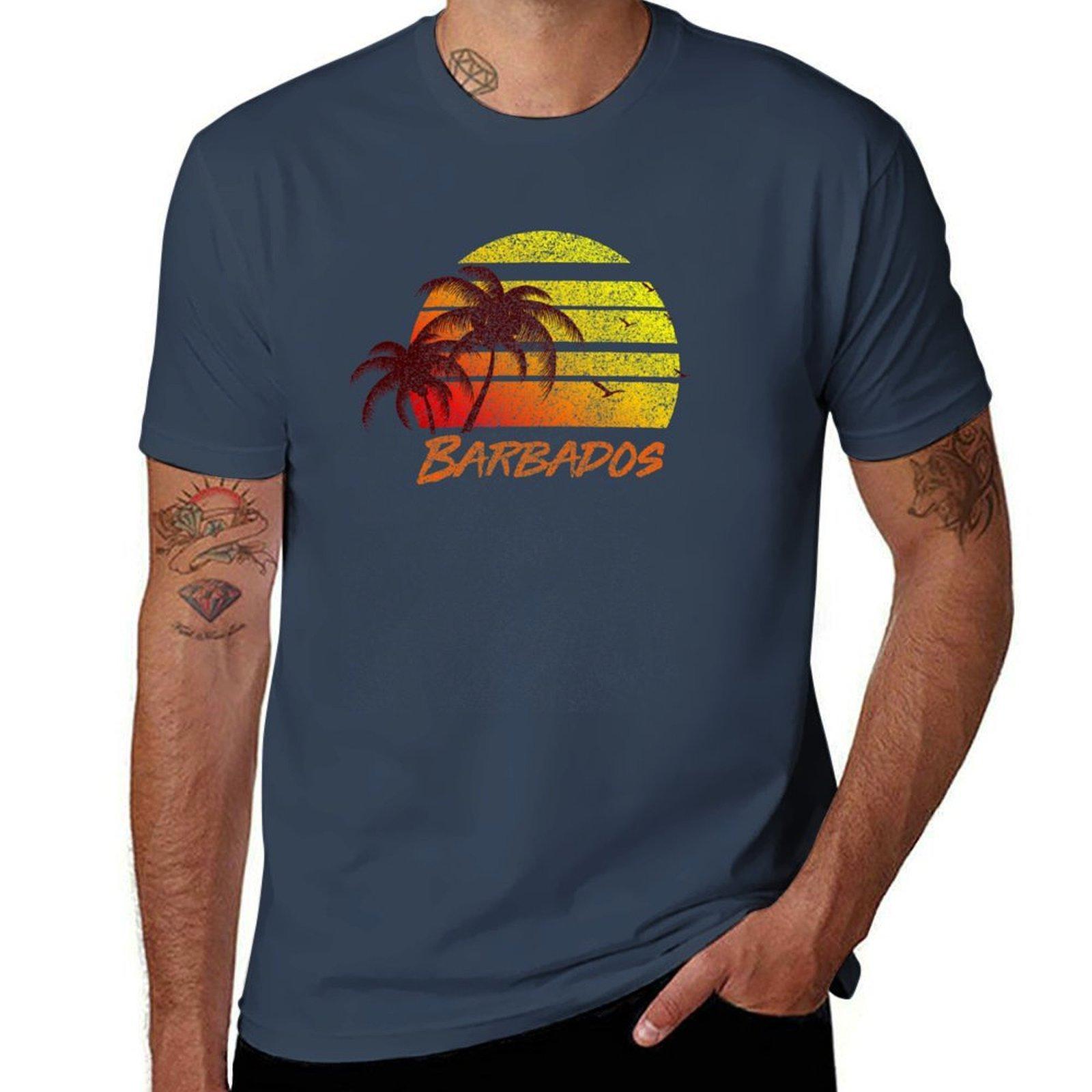 Vintage Barbados Beach Sunset Tshirt Casual Loose Fit Short Sleeve Tshirt S