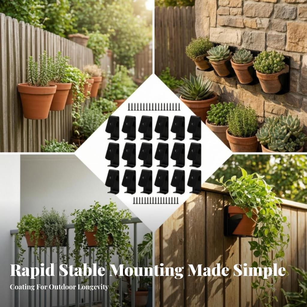 18 Pieces Flower Pot Bracket with Mounting Screw Sleek for Patio, Balcony