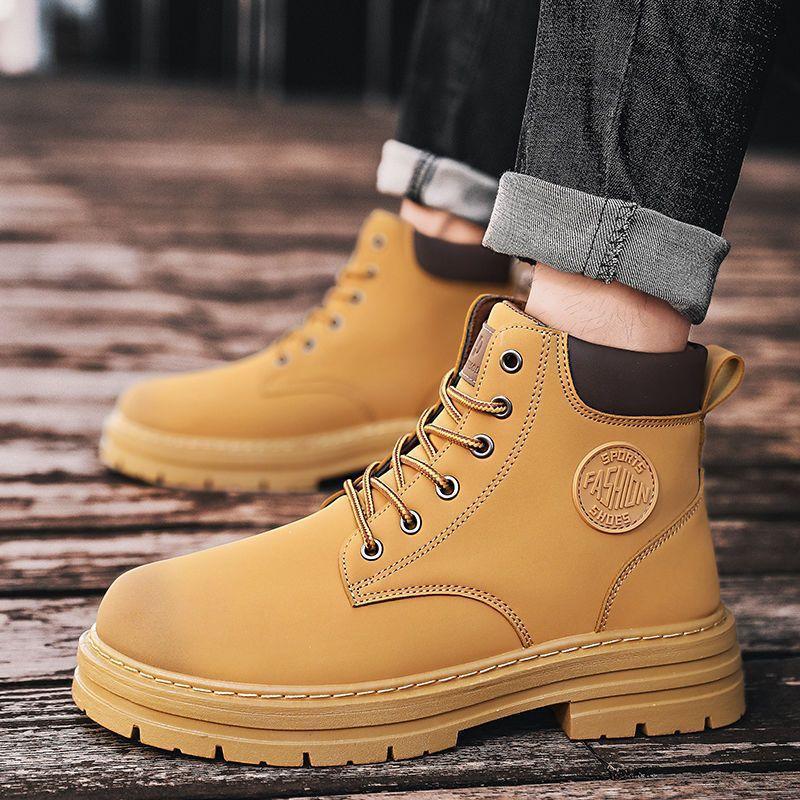 Locomotive Martin boots autumn winter high-top British style tooling boots thick-soled non-slip wear-resistant rhubarb boots men