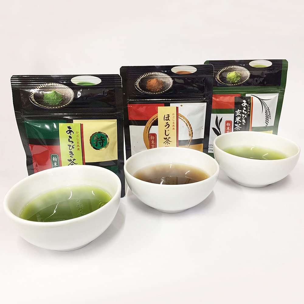 Wakoen Matcha Genmai and Hojicha Powder Bag Tasting Set Kagoshima Tea Powdered Green Powdered Brown Roasted Instant Cold Genmai Brown Rice Matcha