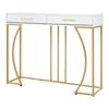 Console Table with 2 Drawers Light Luxury Modern Metal Golden Frame Living Room Farmhouse Long Hallway Table Behind Sofa Narrow Entryway Table