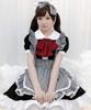 Milky Time Dámske Lolita Služobné Šaty s Mašľou, Volánmi, Zástrou a Kockovaným Vzorom, Cosplay Kostým (Veľkosť L)