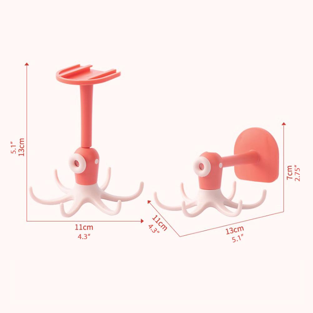 Kitchen 360 degrees  Rotated Hooks Punching Free Six Claw Hook Storage Rack for Cooking Accessories Cabinet Bathroom