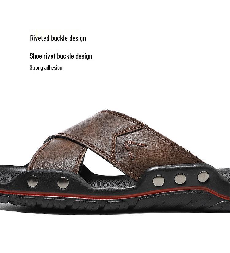Men's Trendy Plus Size Genuine Leather Sandals - Soft Sole/Surface, Indoor/Outdoor, Spring/Summer Collection