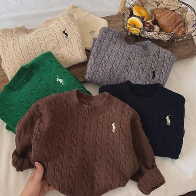 Trendiger Kinder Herbstpullover: Langärmliger Strickpullover im koreanischen Stil für Jungen und Mädchen