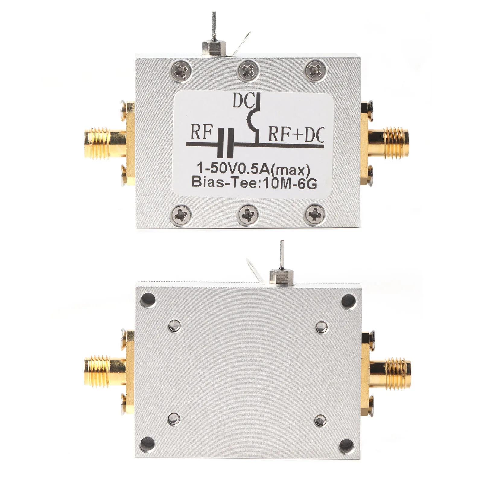 10 МГц-6 ГГц Bias Tee 10 МГц-6 ГГц Широкополосный Радиочастотный Микроволновый Коаксиальный Смещение Коаксиальный Bias Tee РЧ Bias Tee Коаксиальное Смещение серый