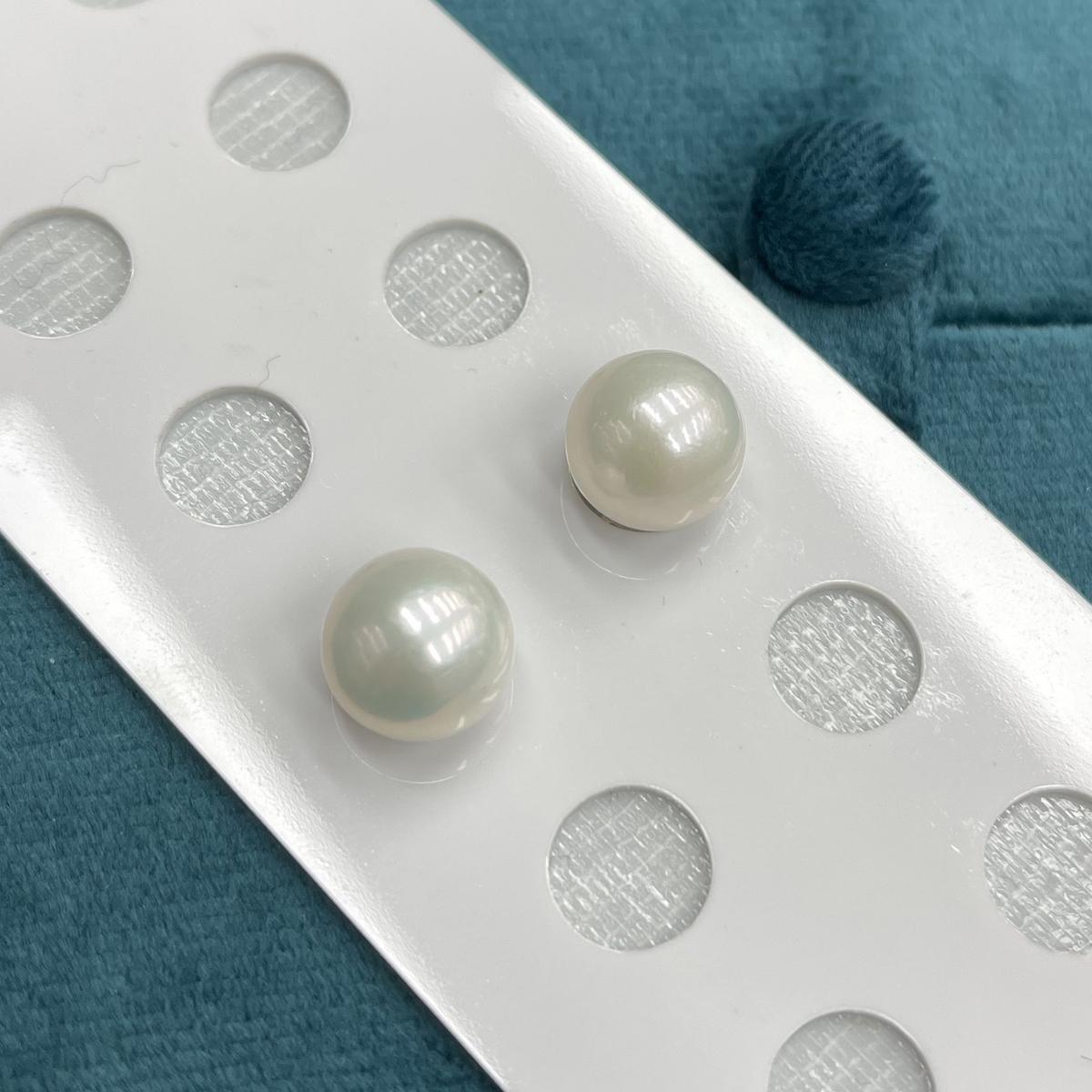 2Pcs/Pack Natural Freshwater Pearl Half Drilled Round Beads 12-13mm White, Pink Loose Pearls for DIY Jewelry Making Earring Pendant Crafts 2Pcs/12-13mm белый