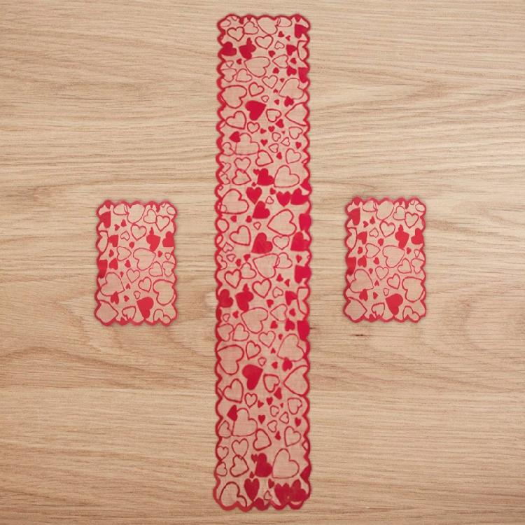 Runner da Tavola a Forma di Cuore in Pizzo per San Valentino Runner da Tavola Rosso Copertura per Anniversario Matrimonio Tappetini per Tavolo da Cucina e Sala da Pranzo