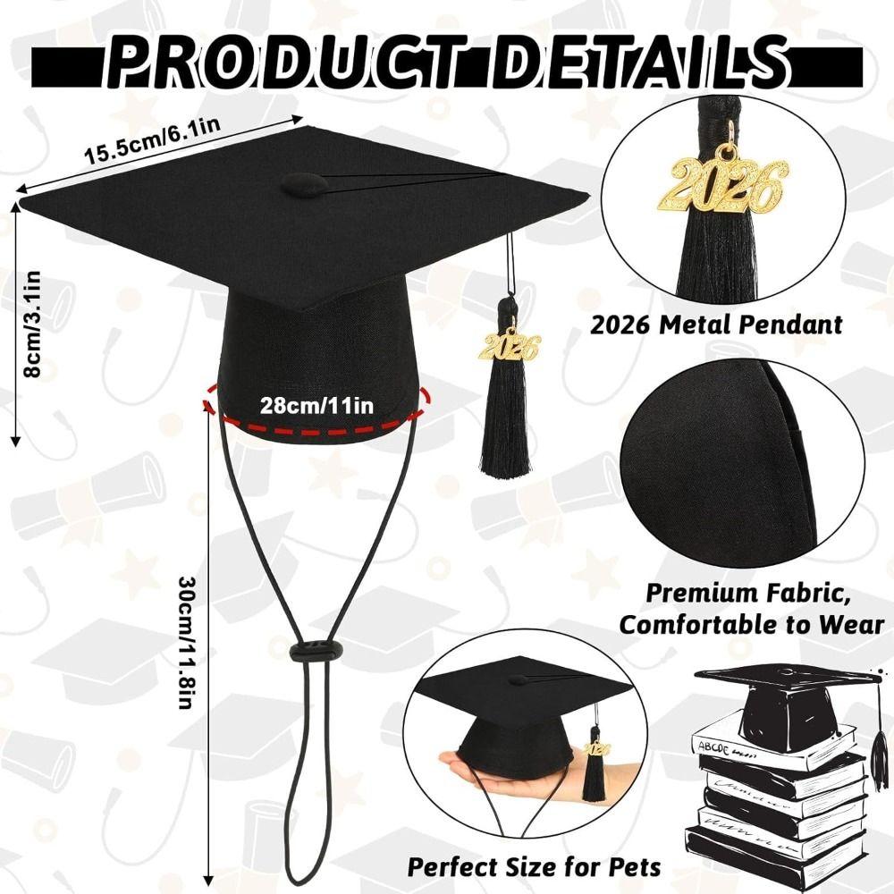 with 2026 Tassel Dog and Cats Graduation Hats Mini Graduation Cap Holiday Costume Accessories