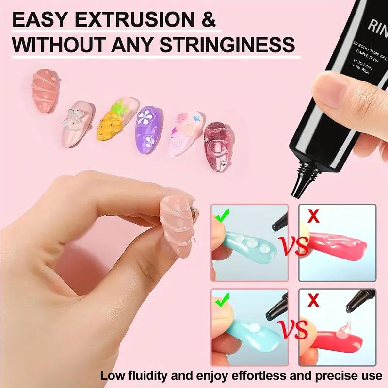 Gel s velkou kapacitou, protiskluzový, 3D tvarovací, pro lepení diamantů a styling, bezoplachový, proti práškovému otěru