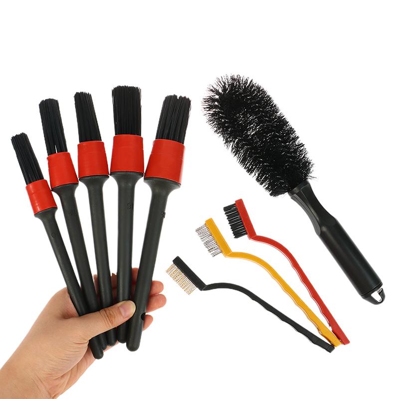 1 Set Car Cleaning Brushes Washing Glove Towel Sponge For Car Leather Air Vents Rim Cleaning Tools Detailing Brush Kit