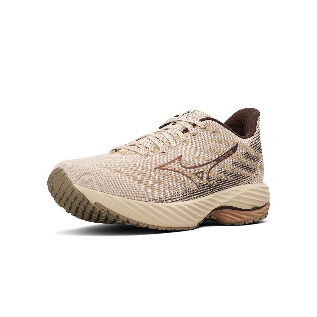 Mizuno Wave Rider 28 Comfortable Fabric Mesh Non-Slip Shock Absorbing Low-Top Running Shoes Unisex sneaker Beige Brown J1GC240561