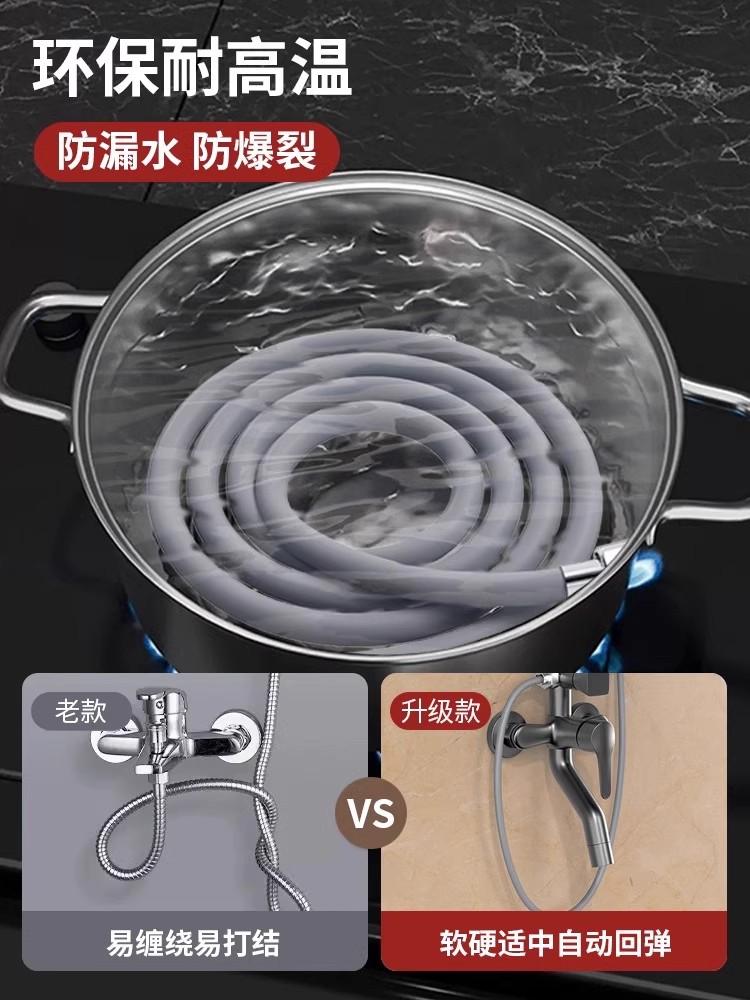 1.5/2/3m Soft Silicone 360° Rotation Shower Head Hose Flexible Anti Winding Explosion-proof Bathroom Faucet Hose Extension Pipe