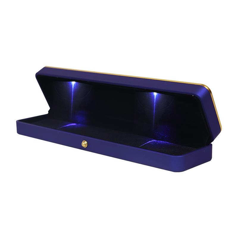 Round LED Jewelry Box with Gold Edge for Rings, Necklaces, and Bracelets