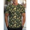 Summer Round Neck  Camouflage Kitten Pattern 3D Print Top Fashionable Casual Short Sleeved Men's T-shirts