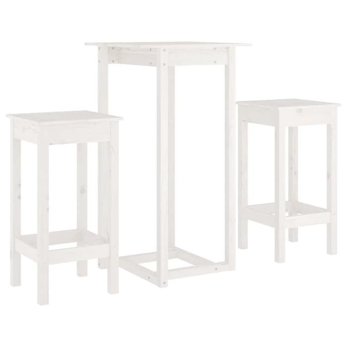 VidaXL Ensemble de Bar 3 pcs Ensemble de Meubles de Bistro Meubles de Salle à Manger Cuisine Mobilier de Pub Intérieur Blanc 3124728