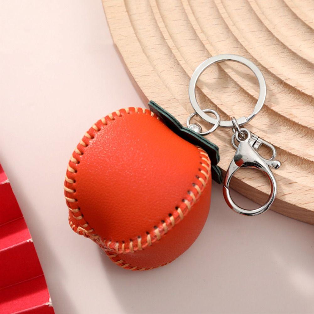 Süßer Fruchtbeutel Anhänger Kaki Leder Schlüsselanhänger DIY Materialpaket Schlüsselring Auto Zubehör