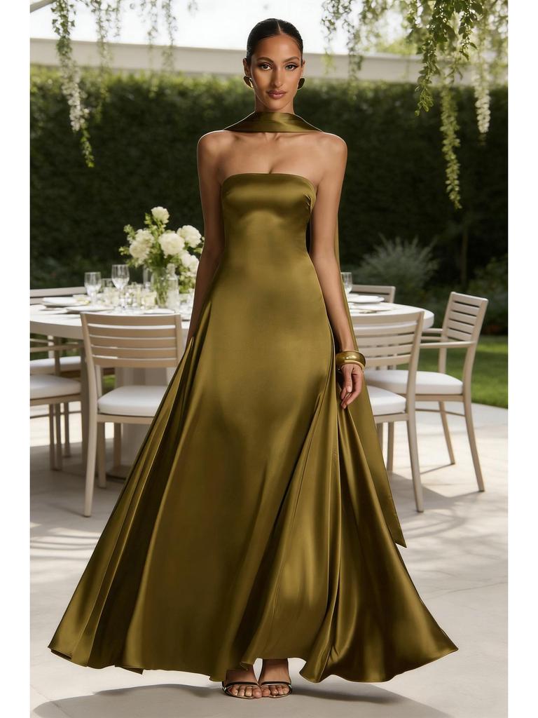 2026 European & American Women's Sexy Bodycon Backless Strapless Cinched Waist Evening Gown