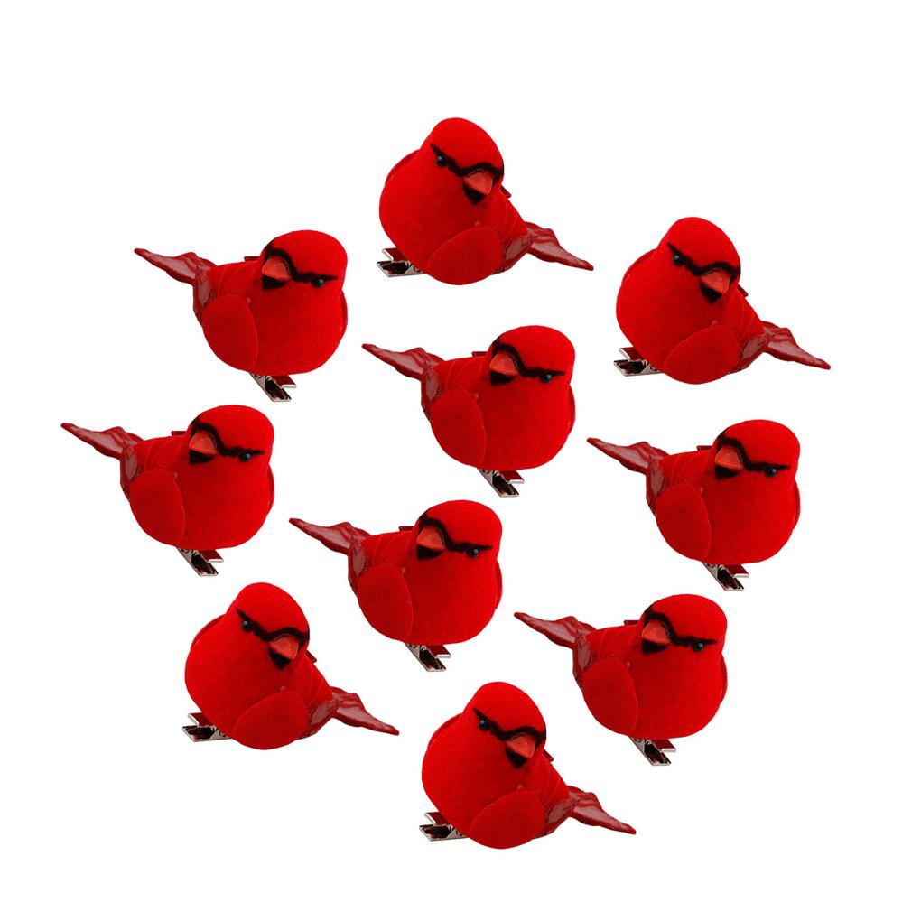 

10 Pieces Christmas Tree Red Bird Interesting Scene Layout Cardinals Clip Ornament Wreath Garland Decor Xmas Adornments Props