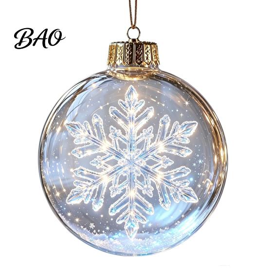 Christmas Party Favors Glowing Story Ornament, Light?Up Mini Holiday Scene Hanging Ball with Warm Reusable Plastic Baubles LED Light, Clear
