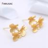 DIY Women Earrings Jewelry Findings Components Earring Making Supplies 14K Real Gold Plated Butterfly Post Earring with Ring