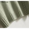 Korean Fashion Herbst Winter Frauen Casual Lose Pullover Halb Hohen Kragen Blau Beige Grün Gestrickte Pullover