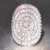 Huitan Luxury  Color Women Rings Shining Big Oval Design For Wedding Party Engagement Fancy Elegant Accessories Jewelry