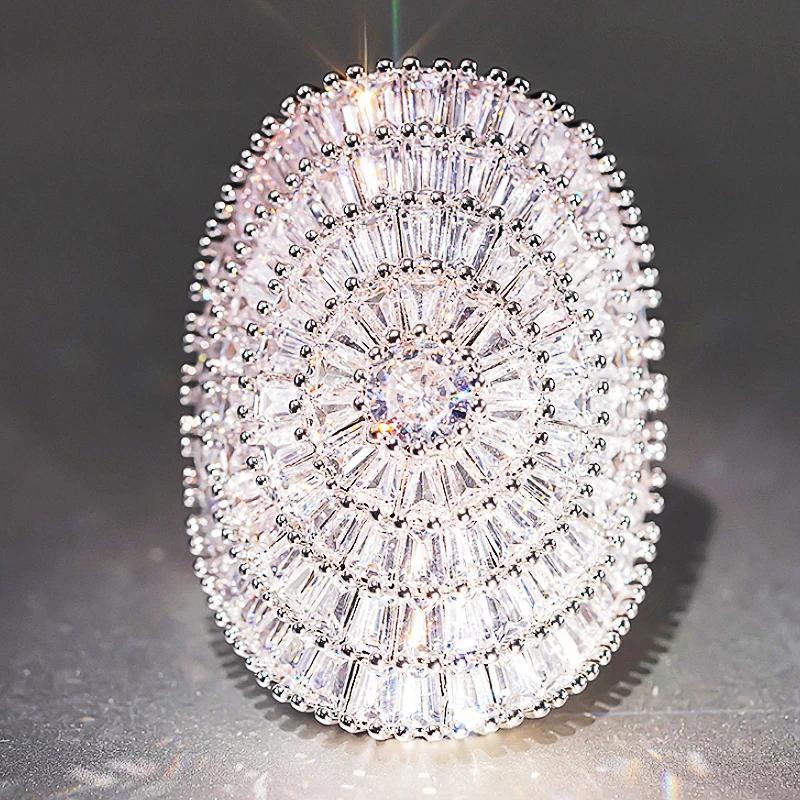 Huitan Luxury  Color Women Rings Shining Big Oval Design For Wedding Party Engagement Fancy Elegant Accessories Jewelry