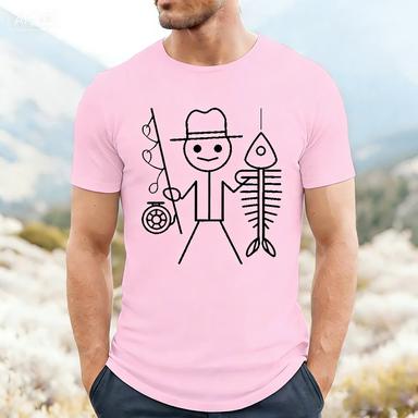 Summer Streetwear Adult Mens New Fun Fishing Print 100 Cotton Comfortable Shortsleeved Tshirt For Both Men And Women