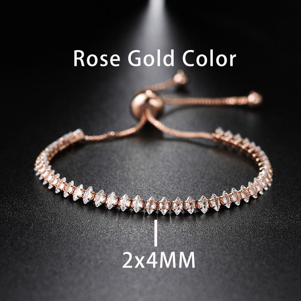 New Trendy Adjustable Oval Cut Tennis Bracelets for Women Dazzling Horse Eye Shaped Zirconia Chain on Hand Wedding Party Zircon