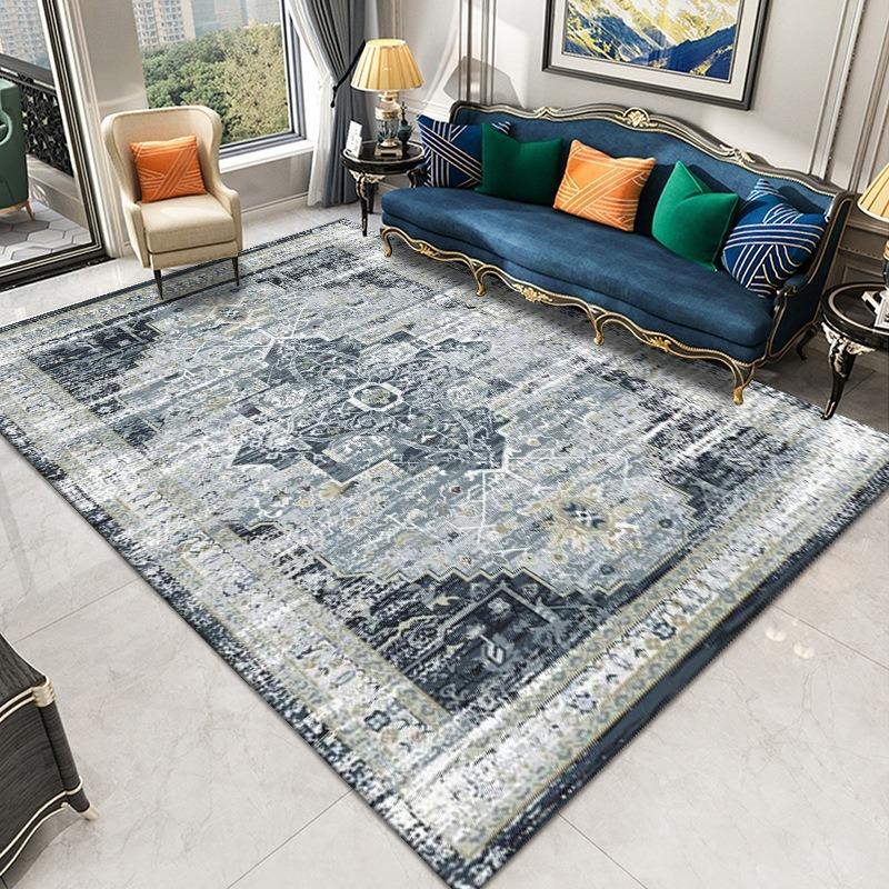 Retro perský velký koberec pro domácí ložnici Dekorace podlahy Omyvatelná velká podložka Protiskluzový koberec k konferenčnímu stolku Koupelnová rohožka