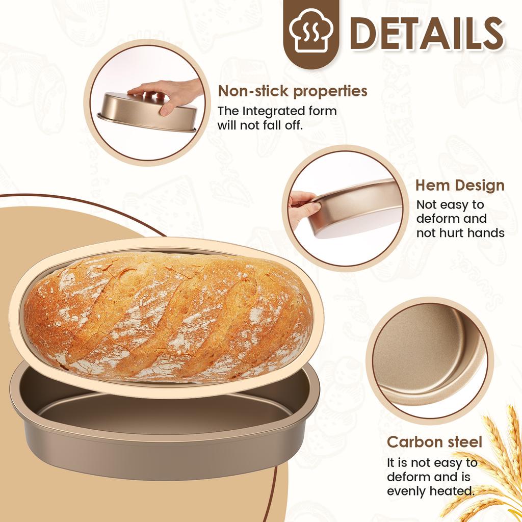 6Pcs Cheese Cake Pan Non Stick Cake Bakeware Carbon Steel Baking Pan Multipurpose Oval Baking Mold for Bread Kitchen Microwave