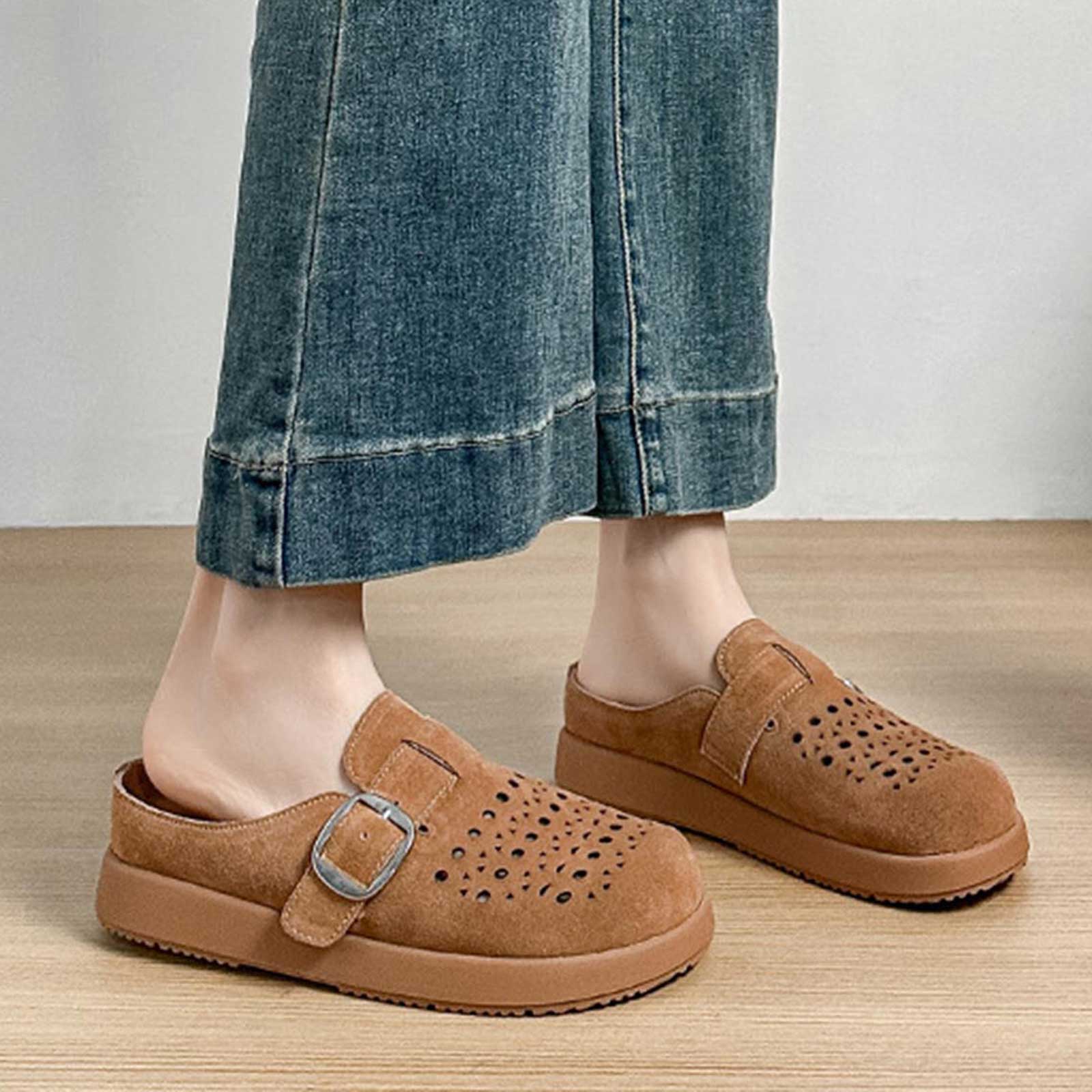 

Women S Suede Clogs Leather Mules Cork Footbed Sandals Potato Shoes Soft Clog Slippers Sandalias Femininas SandáLia Feminina 43 жовтий