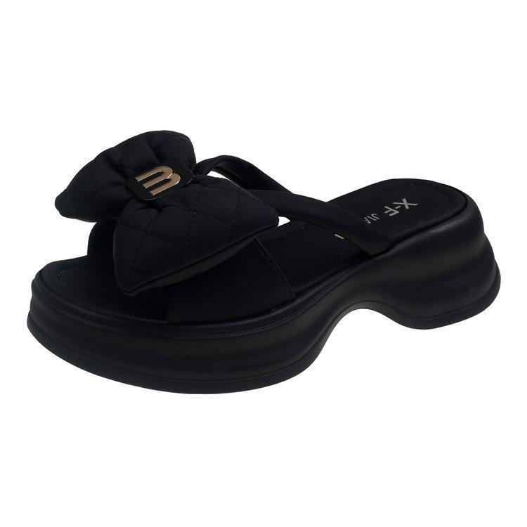 Cool slippers women wear versatile summer sandals, new summer cute fashion bow ins tide