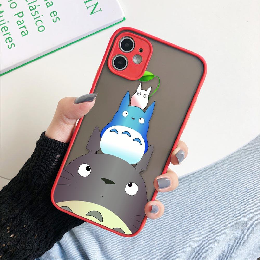 Custodia per telefono divertente anime giapponese Totoro per iPhone 11 12 13 14 Pro Max XR X 8 7 Plus Pro XS Mini Custodie con sensazione di pelle Copertura in silicone
