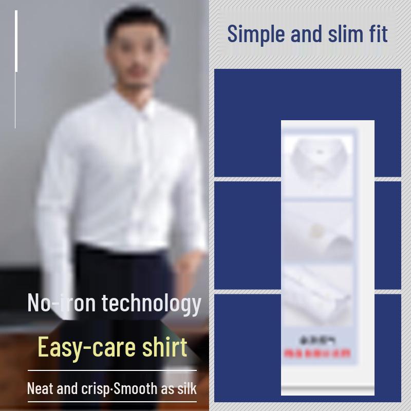 Men's Slim Fit Long Sleeve White Shirt - Autumn Style Business Casual