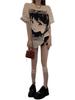 Plus Size Retro Cartoon Girl Print Cotton T-shirt - Loose Fit, Short Sleeve