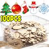 DIY Wooden Christmas Ornaments Blank Paintable Wood Chips for Christmas Tree with 10m Hemp Rope Crafts Decoration