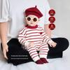 Autumn Baby Red Knitted Romper - Super Cute Newborn Full Moon Outfit