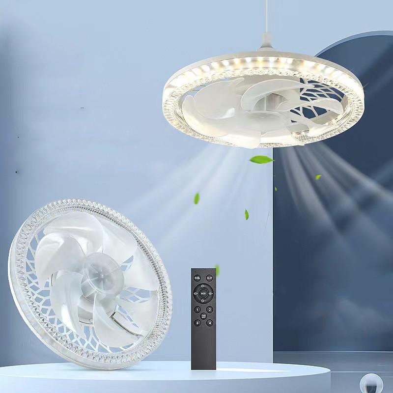 Leise Restaurant Hänge Deckenventilator Leuchten 50W E27 Super Kühlung Runde LED Ventilatorleuchte für Schlafzimmer Wohnzimmer AC85-265V 7 Flügel