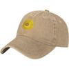 Yellow Daisy Flower Washed Baseball Cap Soft Cotton Adjustable Golf Hat Unisex