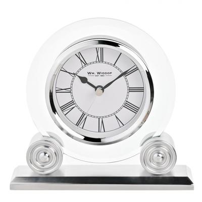 Wm. Widdop Glass & Silver Round Mantel Clock