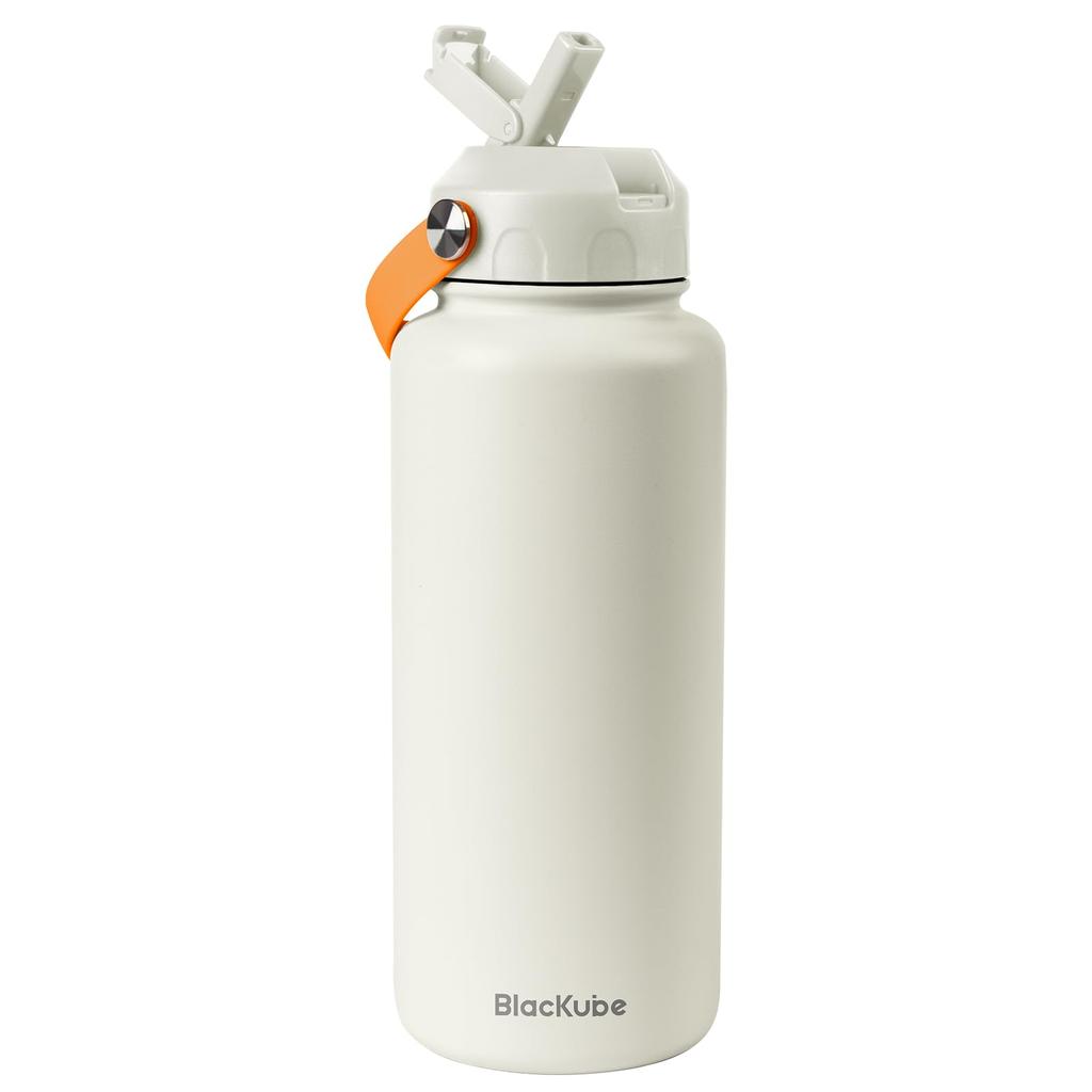 Blackube Straw Water Bottle, 1000ml, Double-Walled Vacuum-Insulated Sports Bottle, Large Capacity, Stainless Steel Thermos, Ideal for Girls and Boys,