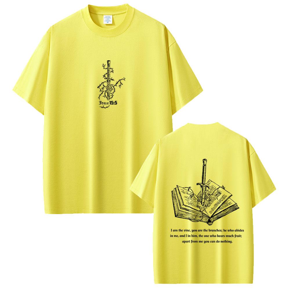 Christian Jesus I Am The Vine You Are The Branches Bible Verse T-shirt Unisex Women Hip Hop Gothic T Shirts Male Casual Cotton Tees