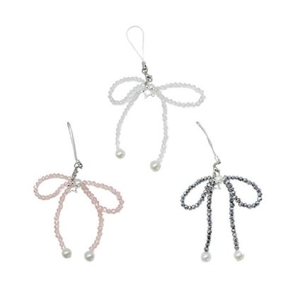 Crystal Beaded Butterfly Phone Lanyard Bowknot Star Charm Keychain Colorful Detachable Phone Chain Bag Purse Accessory