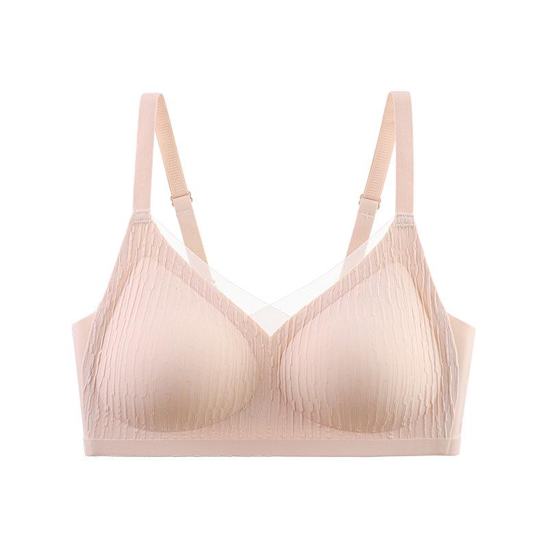 Gathering Seamless Mesh V-neck Wireless Bra - Women's Bust Control Tank Style
