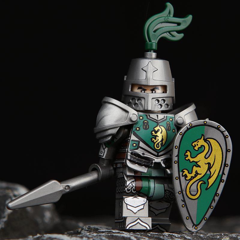 Medieval Lion Knight Minifigure: Castle & Dragon Knight Building Blocks Compatible with Lego