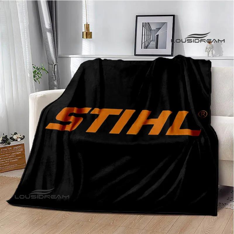 3D logo Stihl tištěné deky piknikové deky Teplá flanelová deka Měkká a pohodlná deka Potahy na postel do domácnosti Dárek k narozeninám