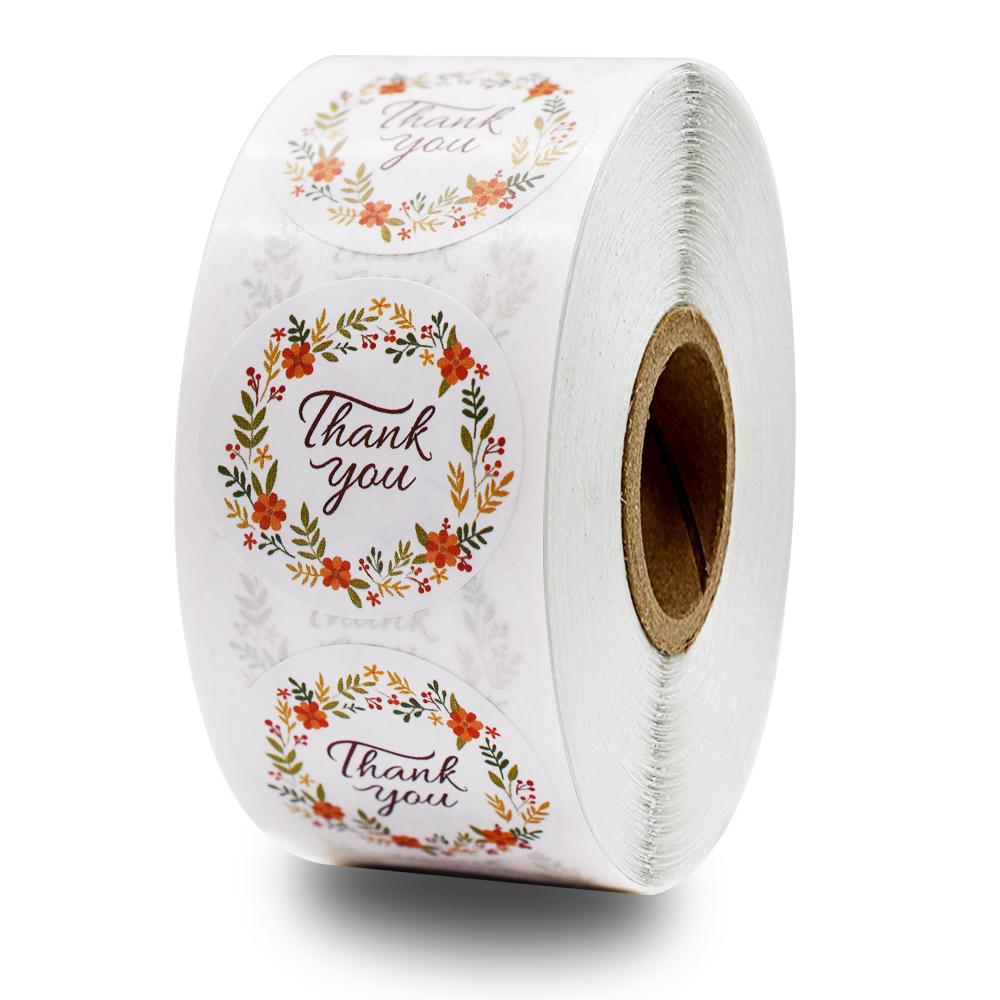 500pcs Thank You Stickers Green Flowers Thank You Labels for Birthday, Weddings, Giveaways, and Small Business Shipping Stickers